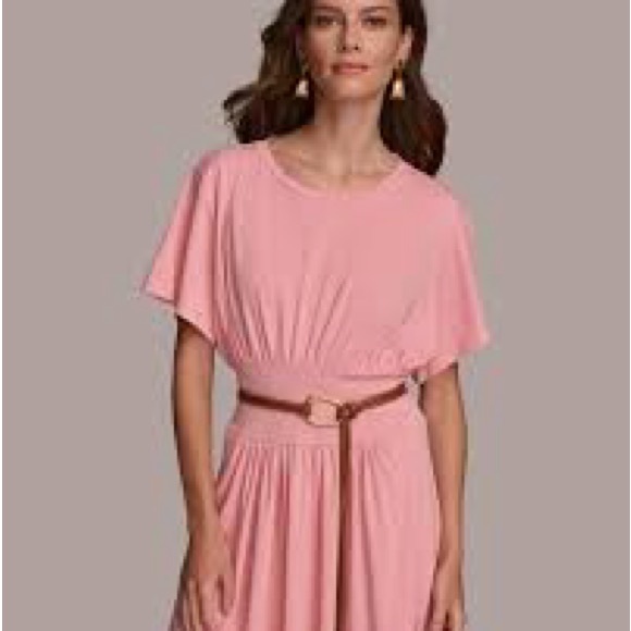 NWT Donna Karan Women's Belted A-Line Dress Color: Tourmaline Sz 16 - Picture 3 of 6